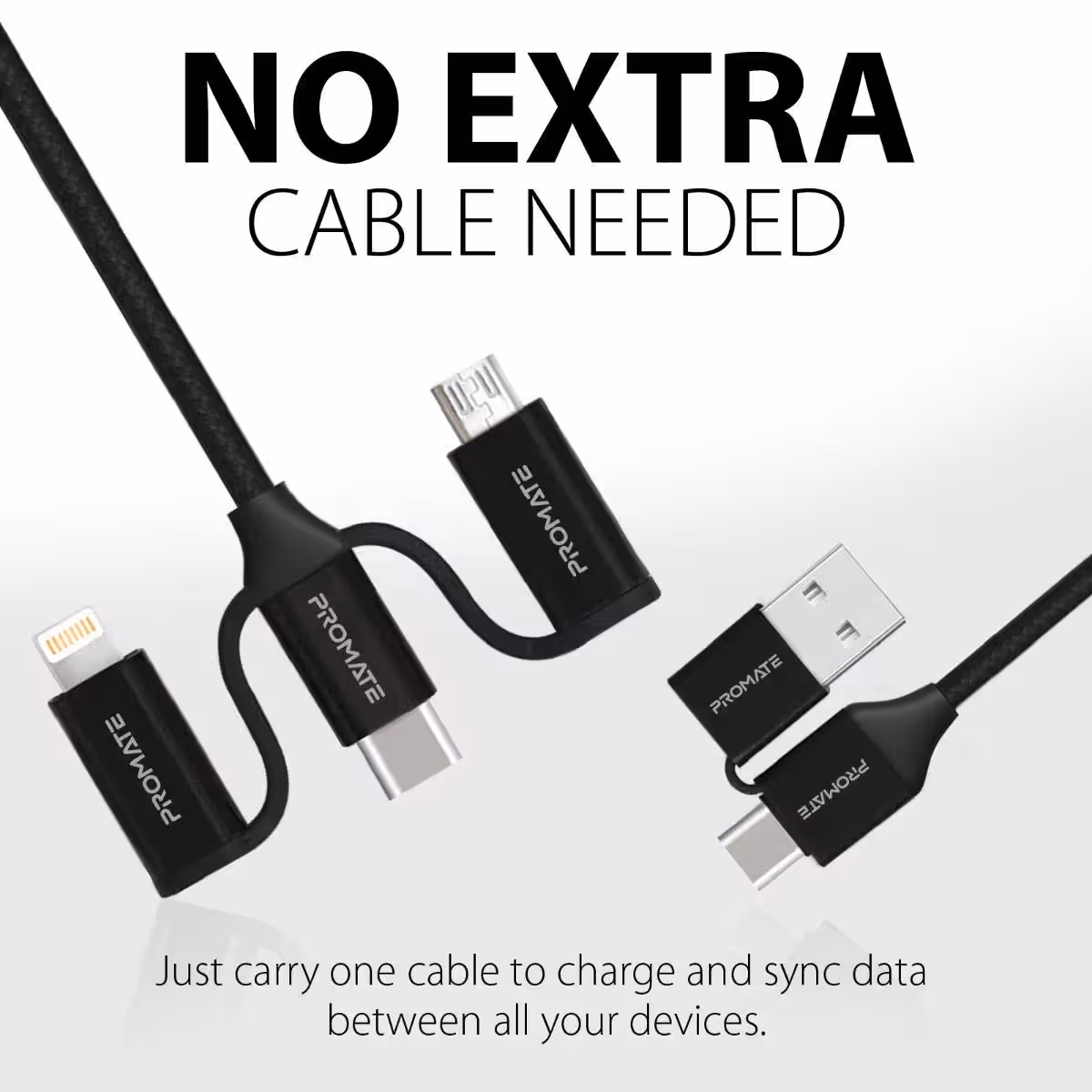 بروميت كابل شحن هجين 60W 6 في 1 يدعم USB-C وMicro-USB