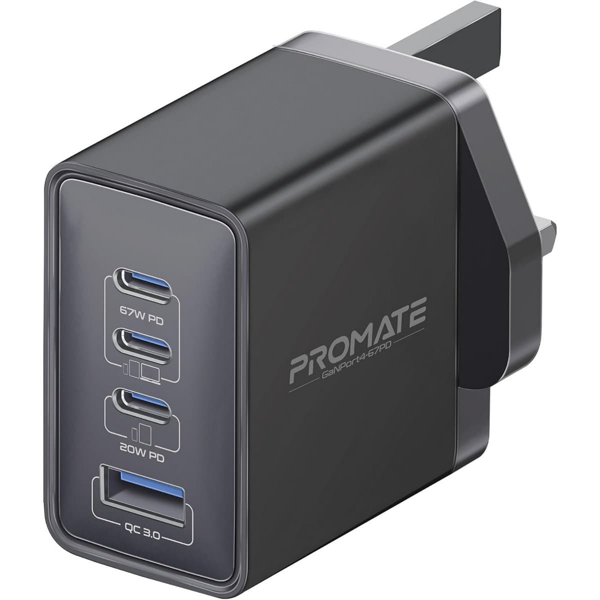 بروميت شاحن جداري GaN مزدوج USB-C بقدرة 67 واط