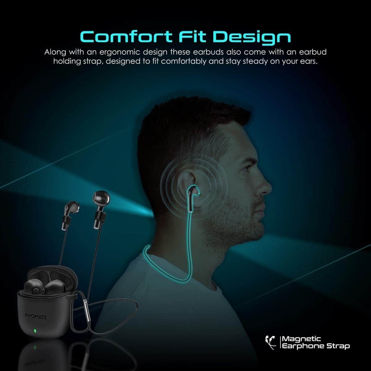 Promate Black ENC True Wireless Earbuds