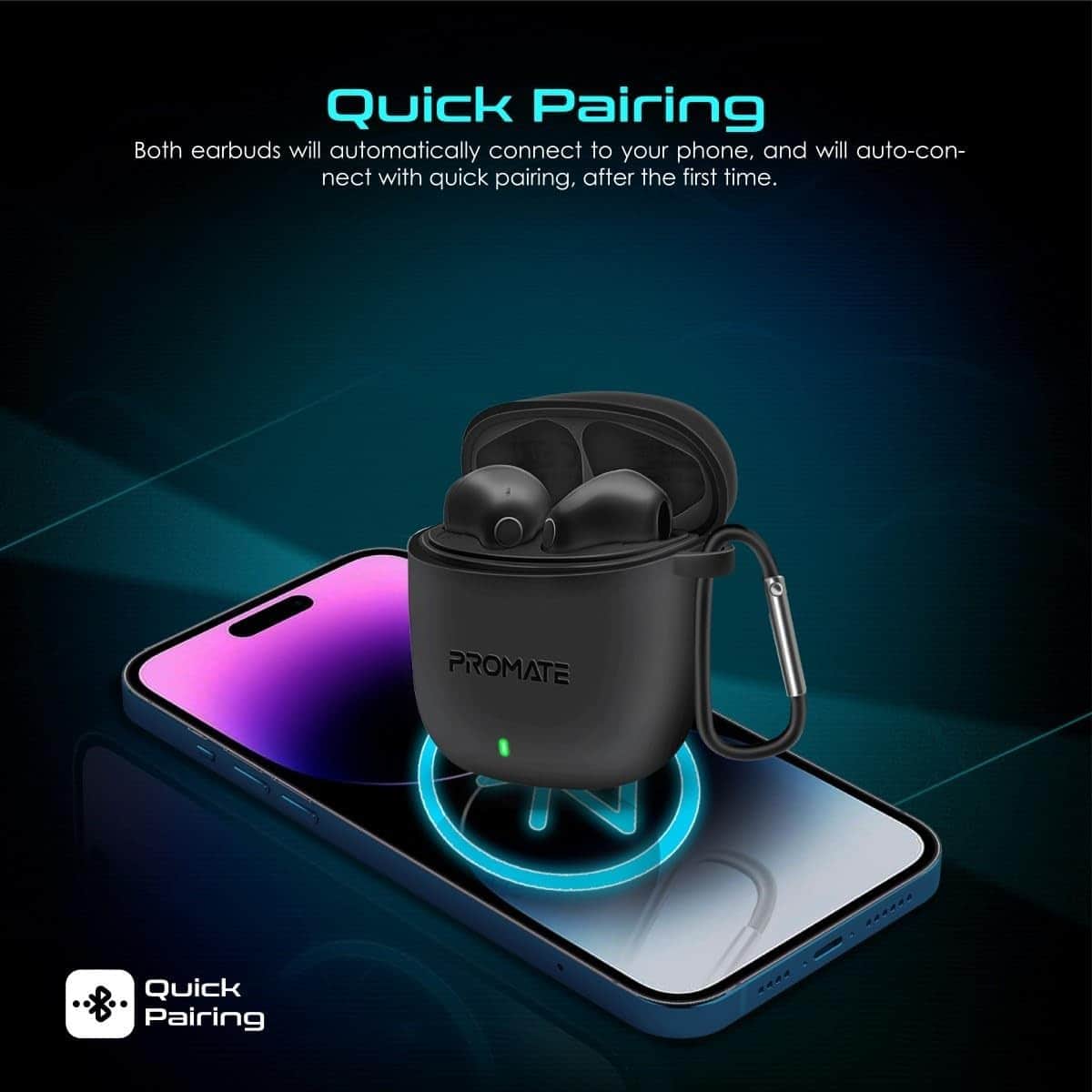 Promate Black ENC True Wireless Earbuds