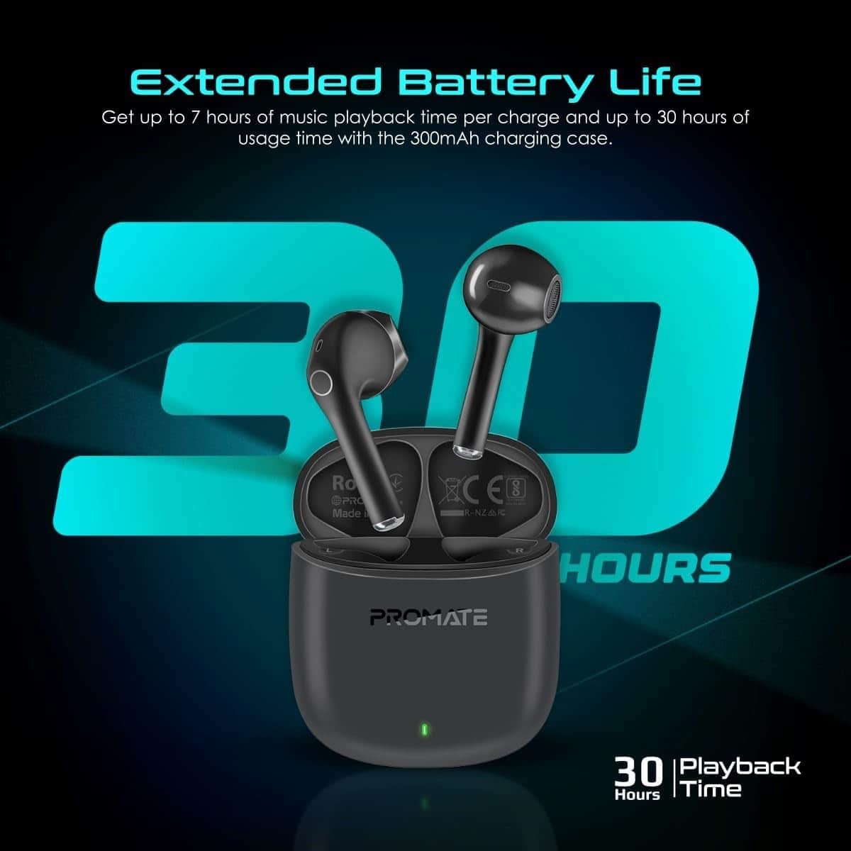 Promate Black ENC True Wireless Earbuds