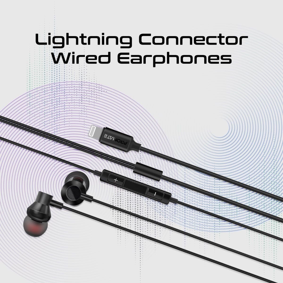 Promate Black MFi Lightning In-Ear Wired Earphones