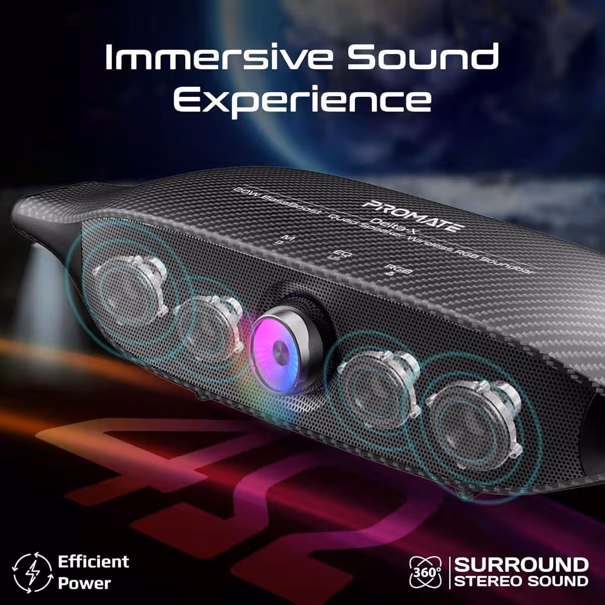 Promate Black Titanium 20W HD Stereo Bluetooth Speaker