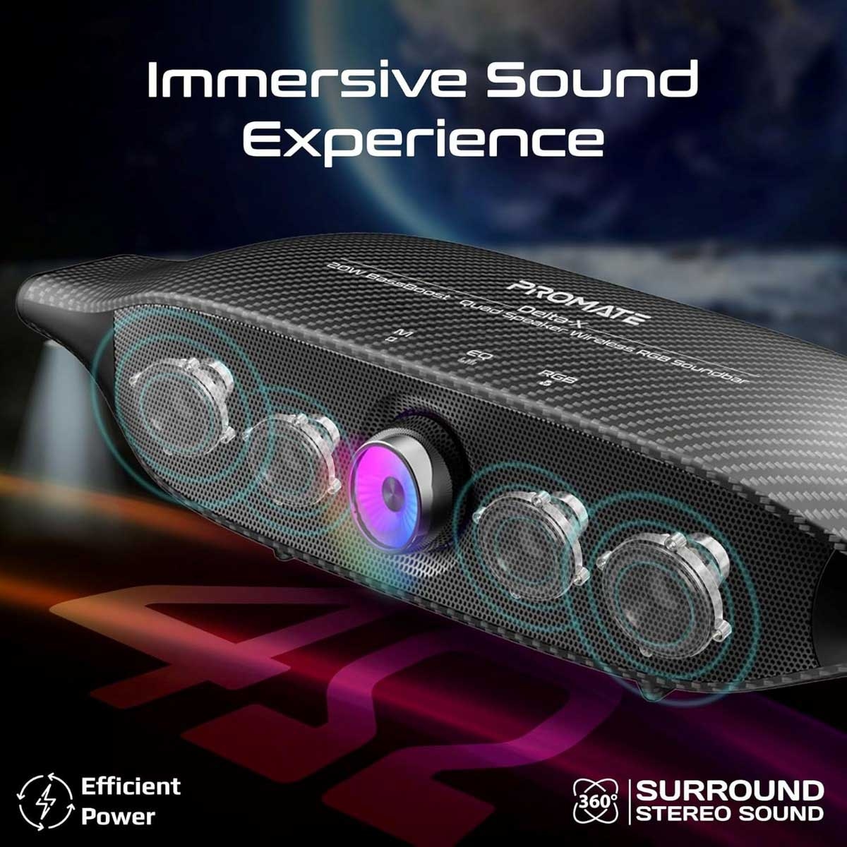 Promate Black Titanium 20W HD Stereo Bluetooth Speaker