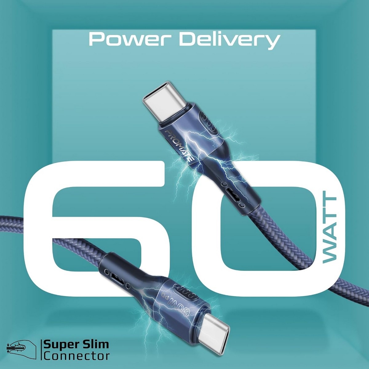 Promate 120cm 27W USB-C to Lightning Cable