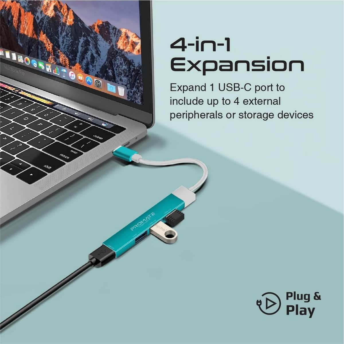 Promate LiteHub-4 4-in-1 USB-C Hub