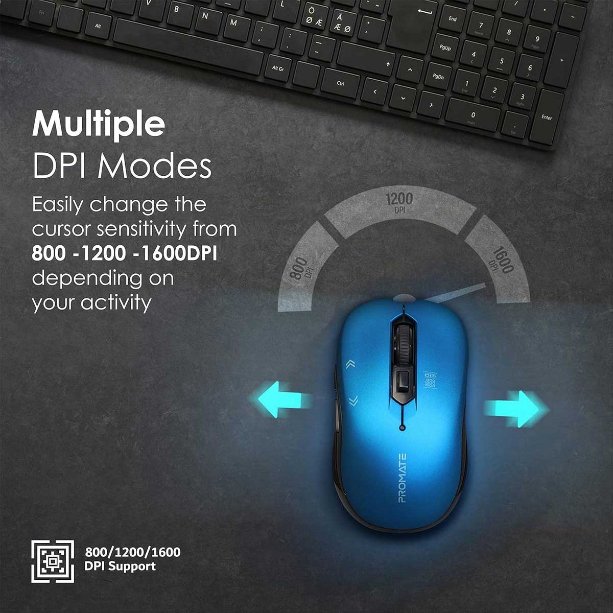 بروميت ماوس بصري لاسلكي متماثل Slider بتردد 2.4GHz
