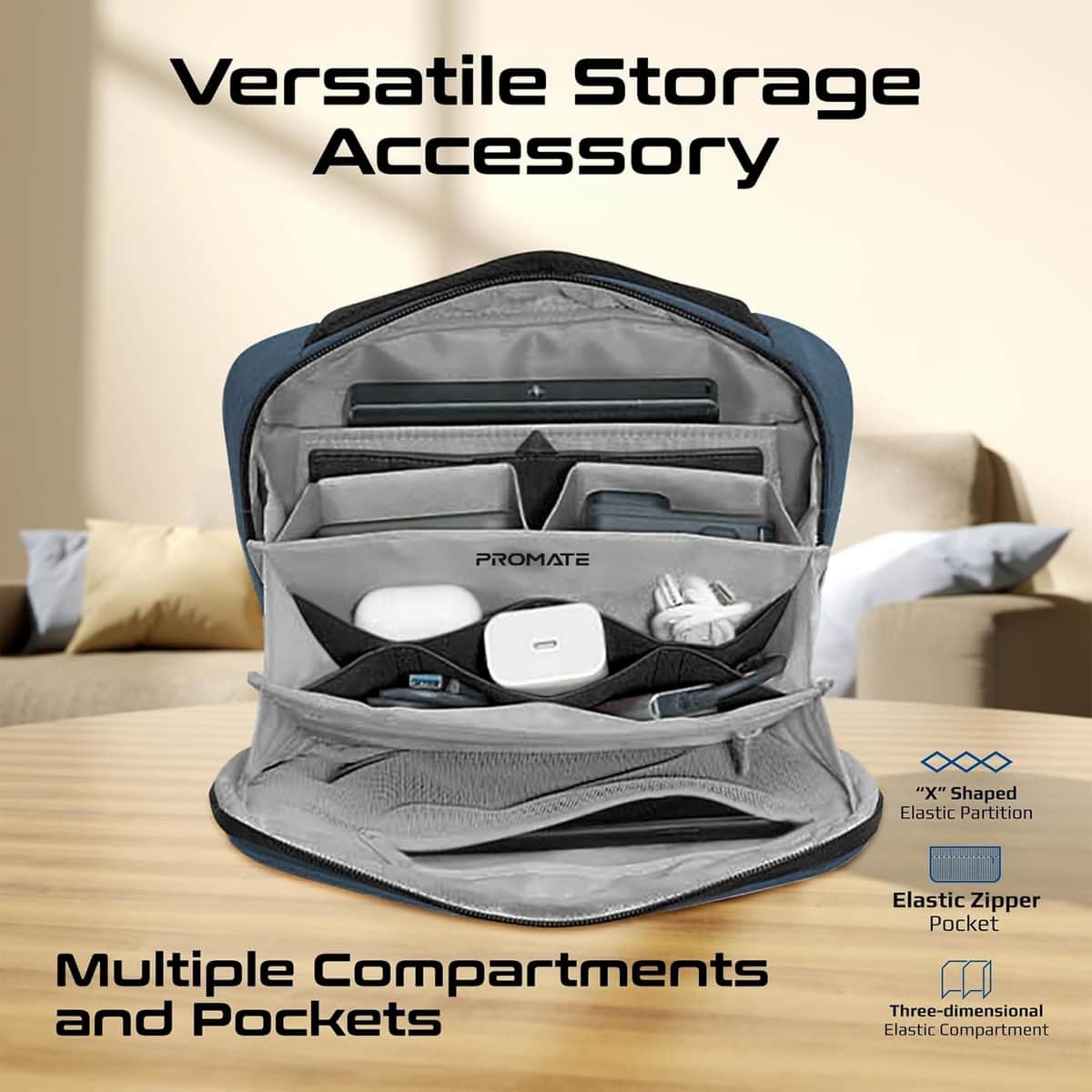 Promate Versatile Tech Essential Organizer Pouch Bag
