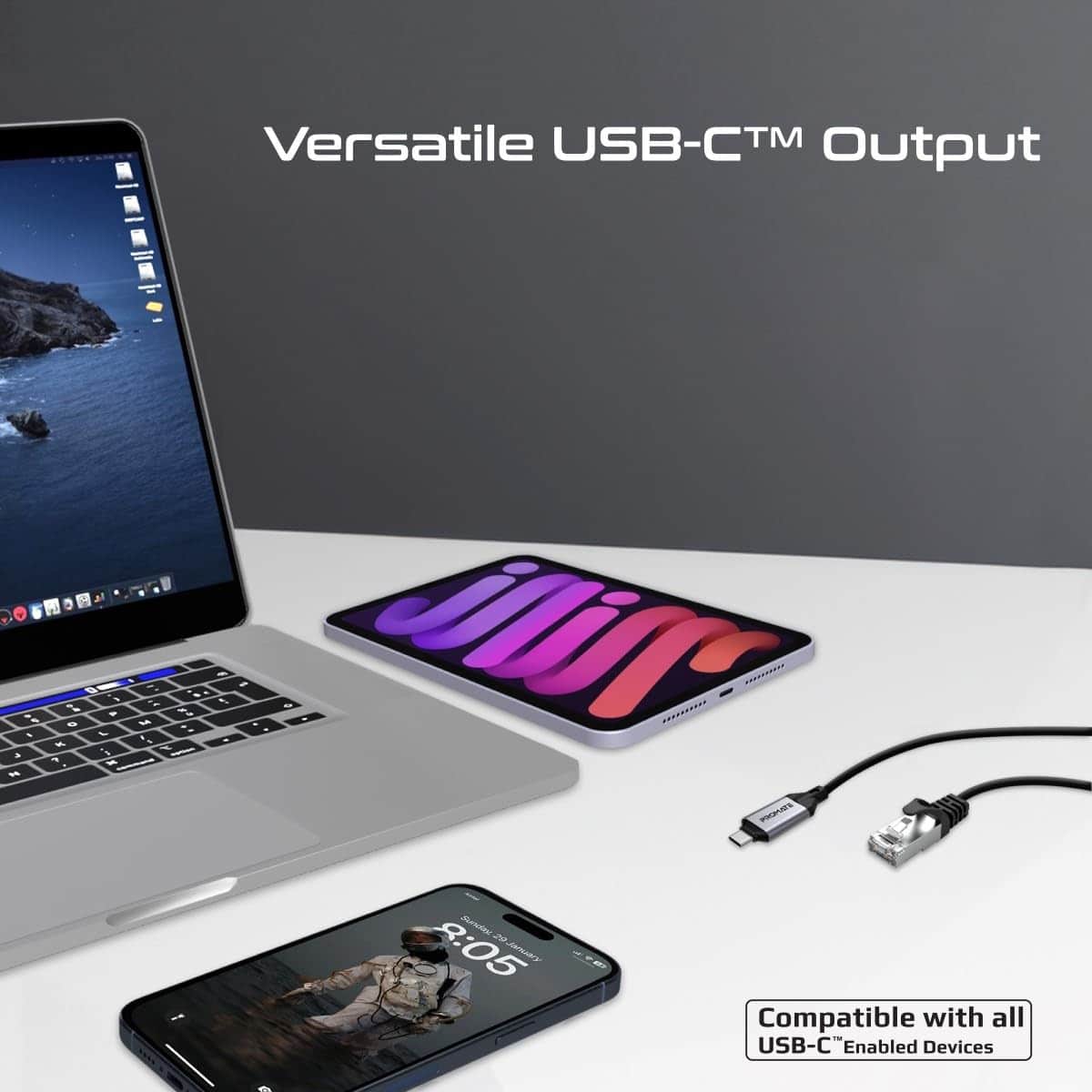 Promate CLink-RJ45 5m USB-C to Ethernet Adapter Cable