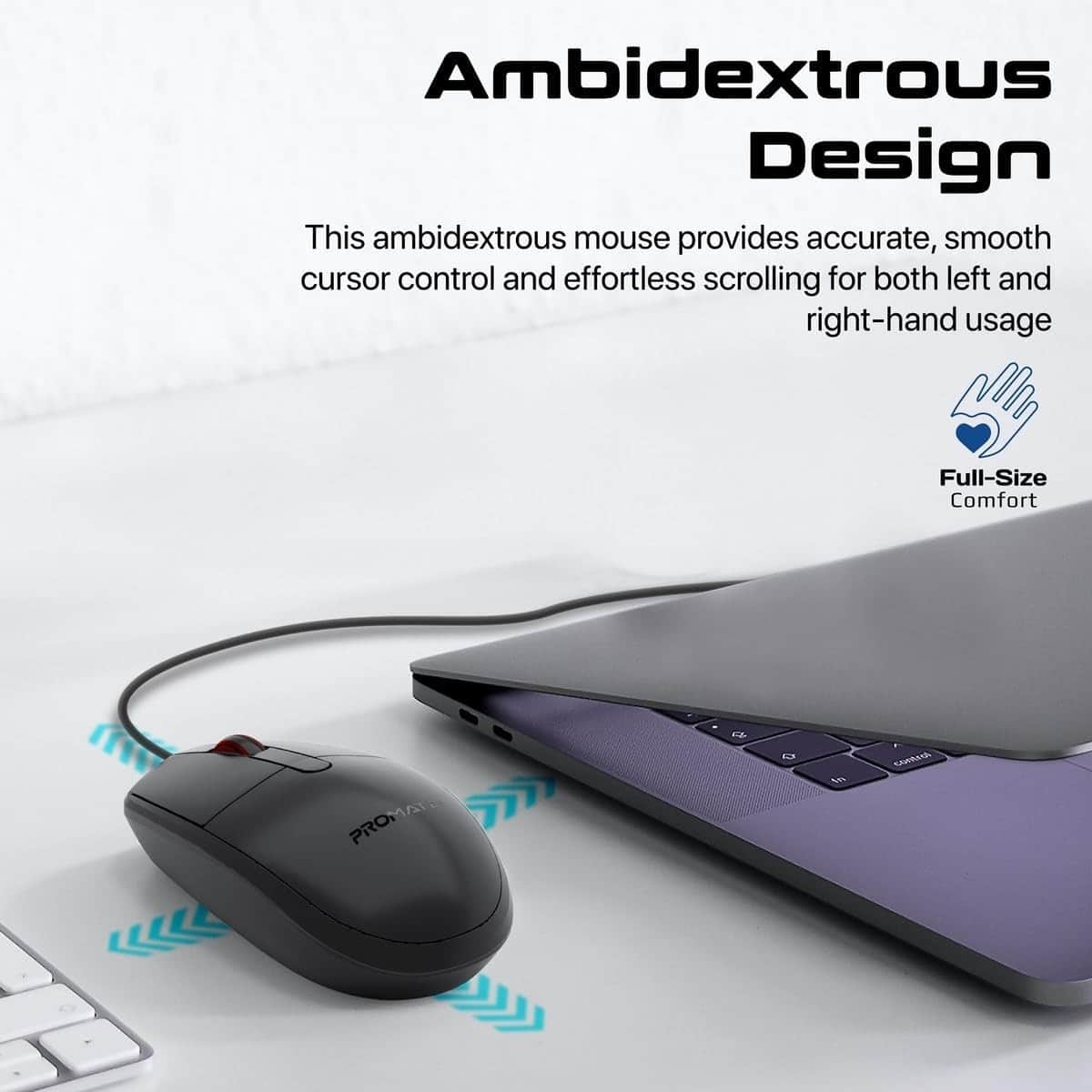 Promate CM-1200 Ambidextrous Wired Optical Mouse