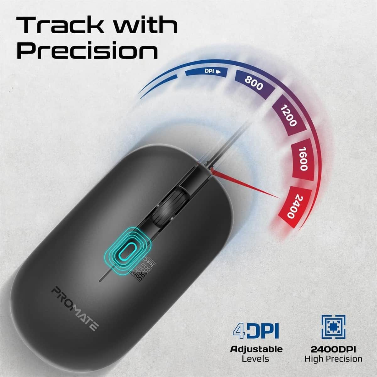 Promate CM-2400 Adjustable 2400DPI Wired Optical Mouse