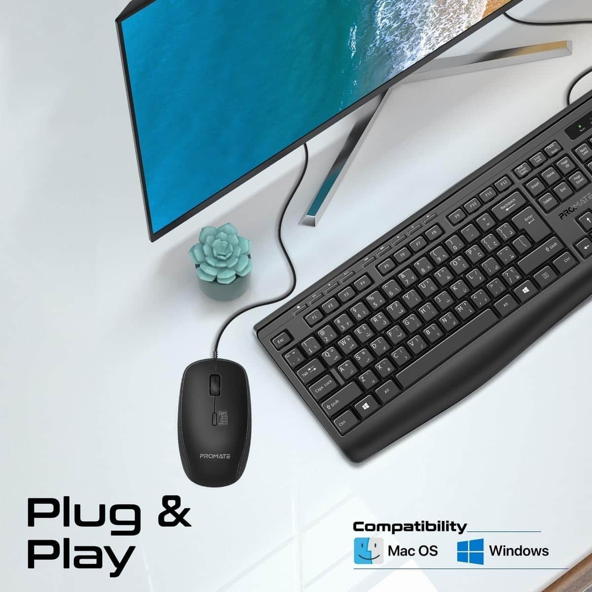 Promate Combo-CM4 Wired Keyboard & Mouse Combo