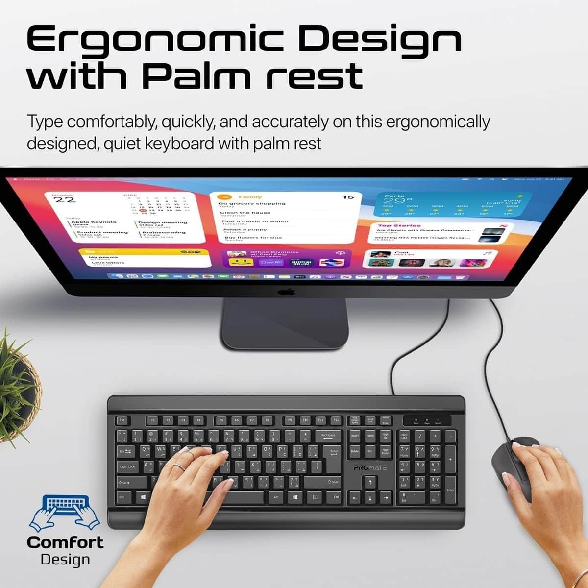 Promate Combo-CM6 Silent Wired Keyboard & Mouse Combo