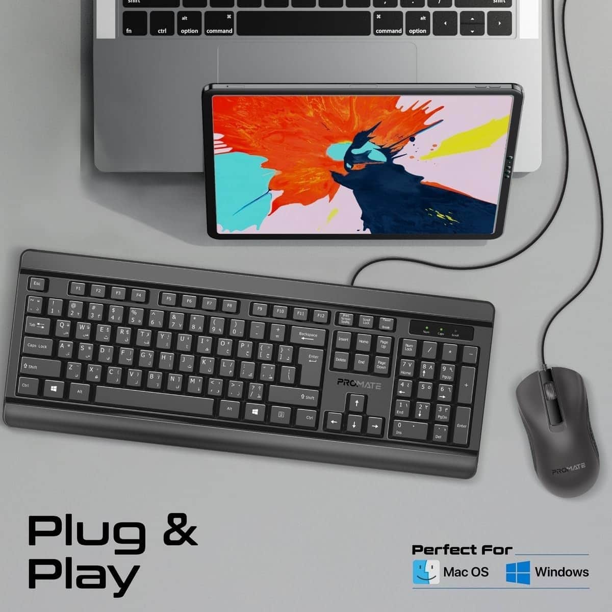 Promate Combo-CM6 Silent Wired Keyboard & Mouse Combo