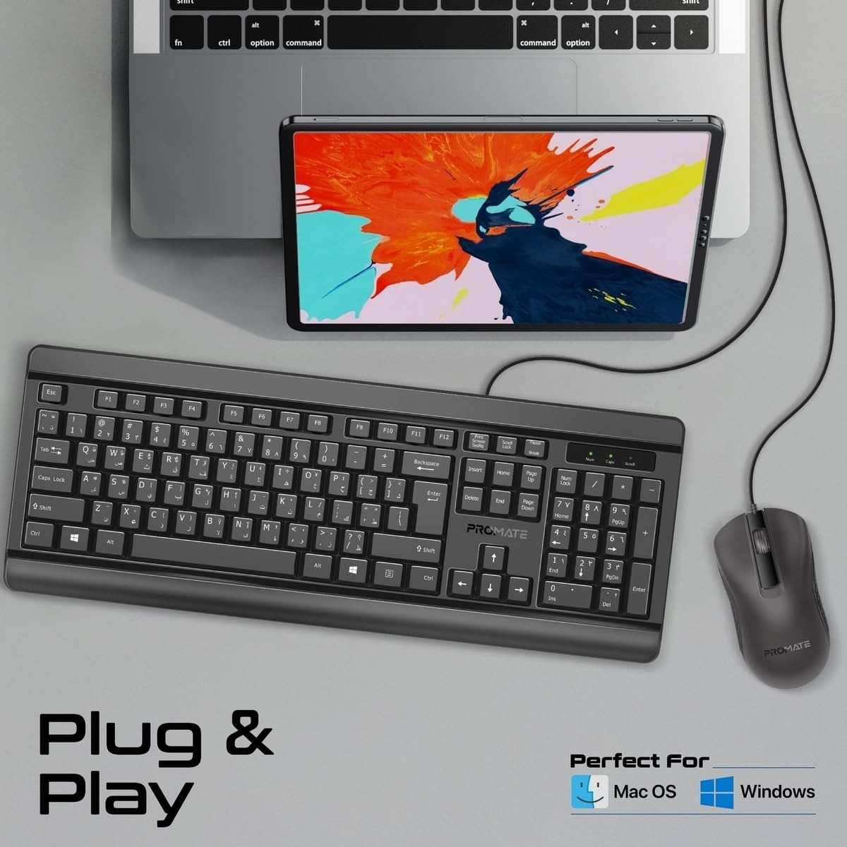 Promate Combo-CM6 Silent Wired Keyboard & Mouse Combo