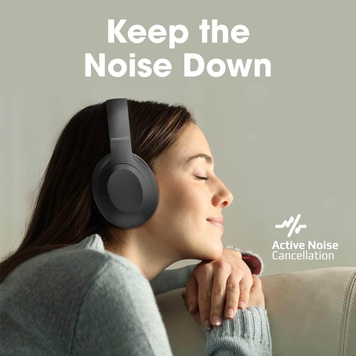Promate Concord Active Noise Cancellation Wireless Over-Ear Headphones
