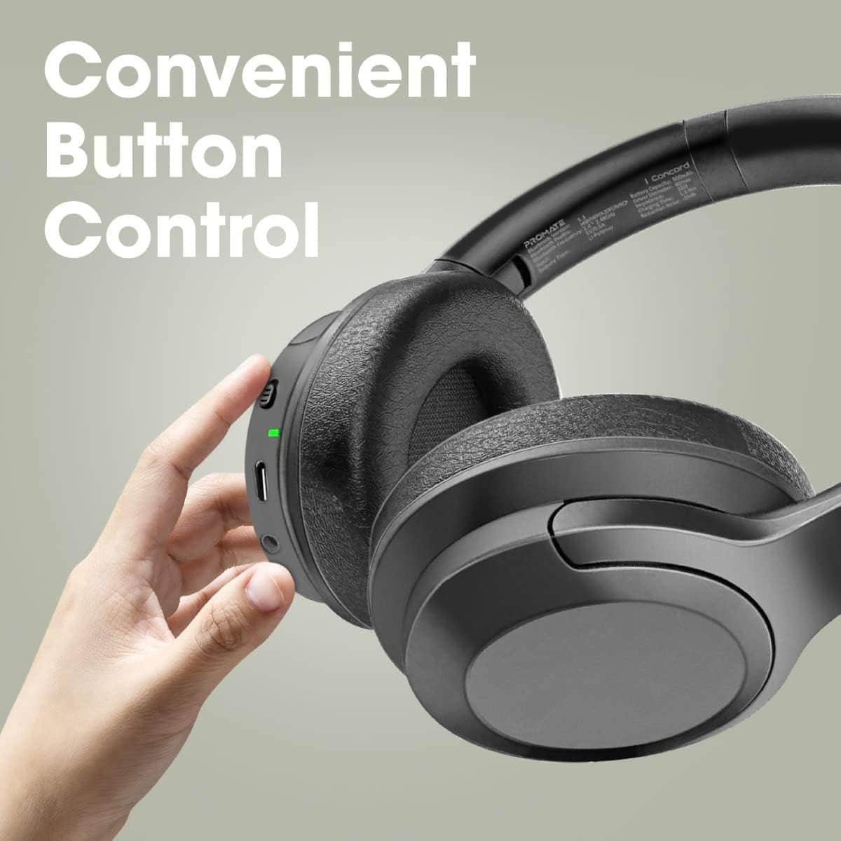 Promate Concord Active Noise Cancellation Wireless Over-Ear Headphones