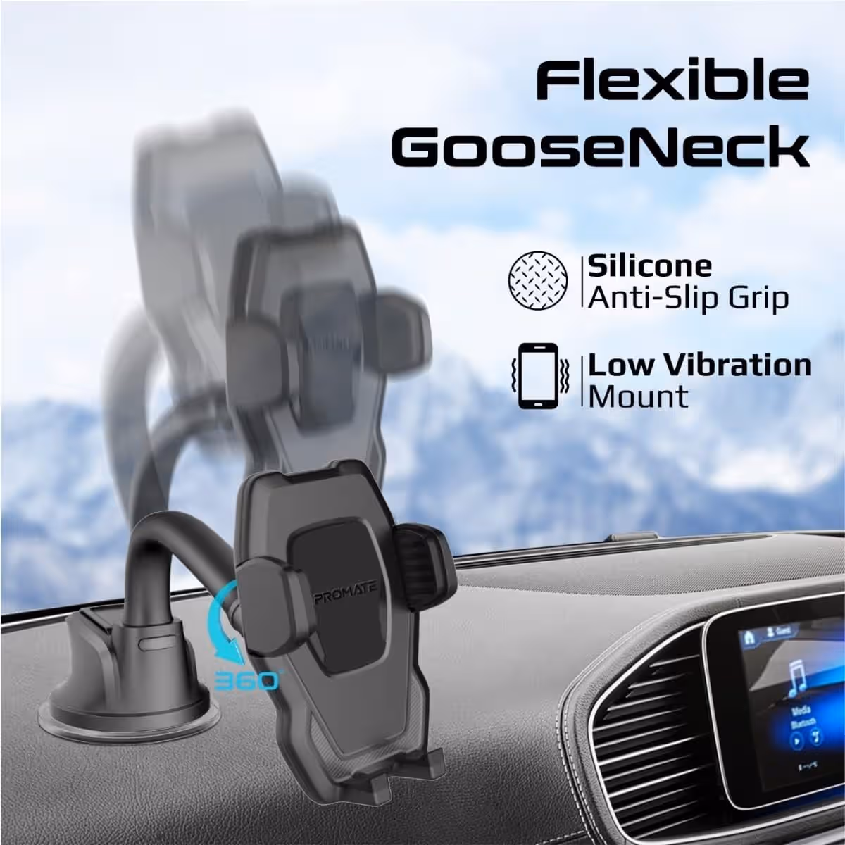 Promate DashMount Gooseneck Dashboard Car Phone Holder