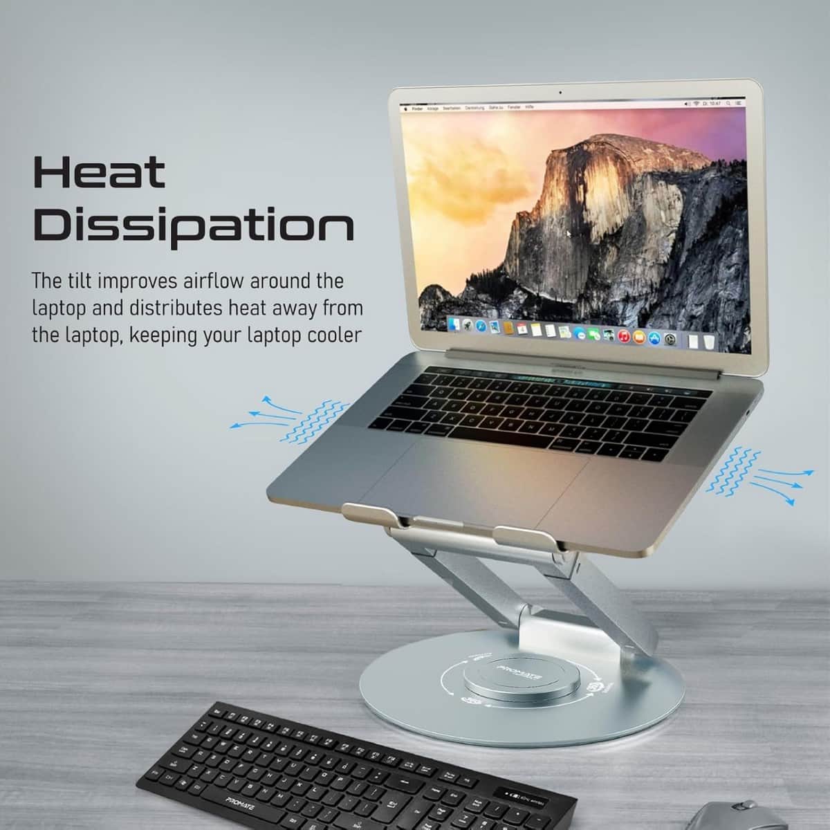 Promate DeskMate-6 360-Degree Rotatable Aluminum Laptop Stand