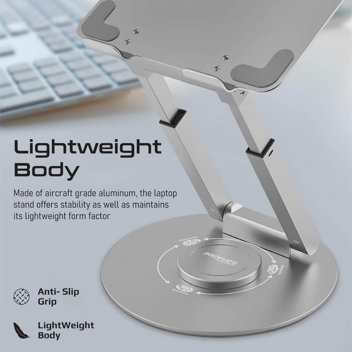Promate DeskMate-6 360-Degree Rotatable Aluminum Laptop Stand