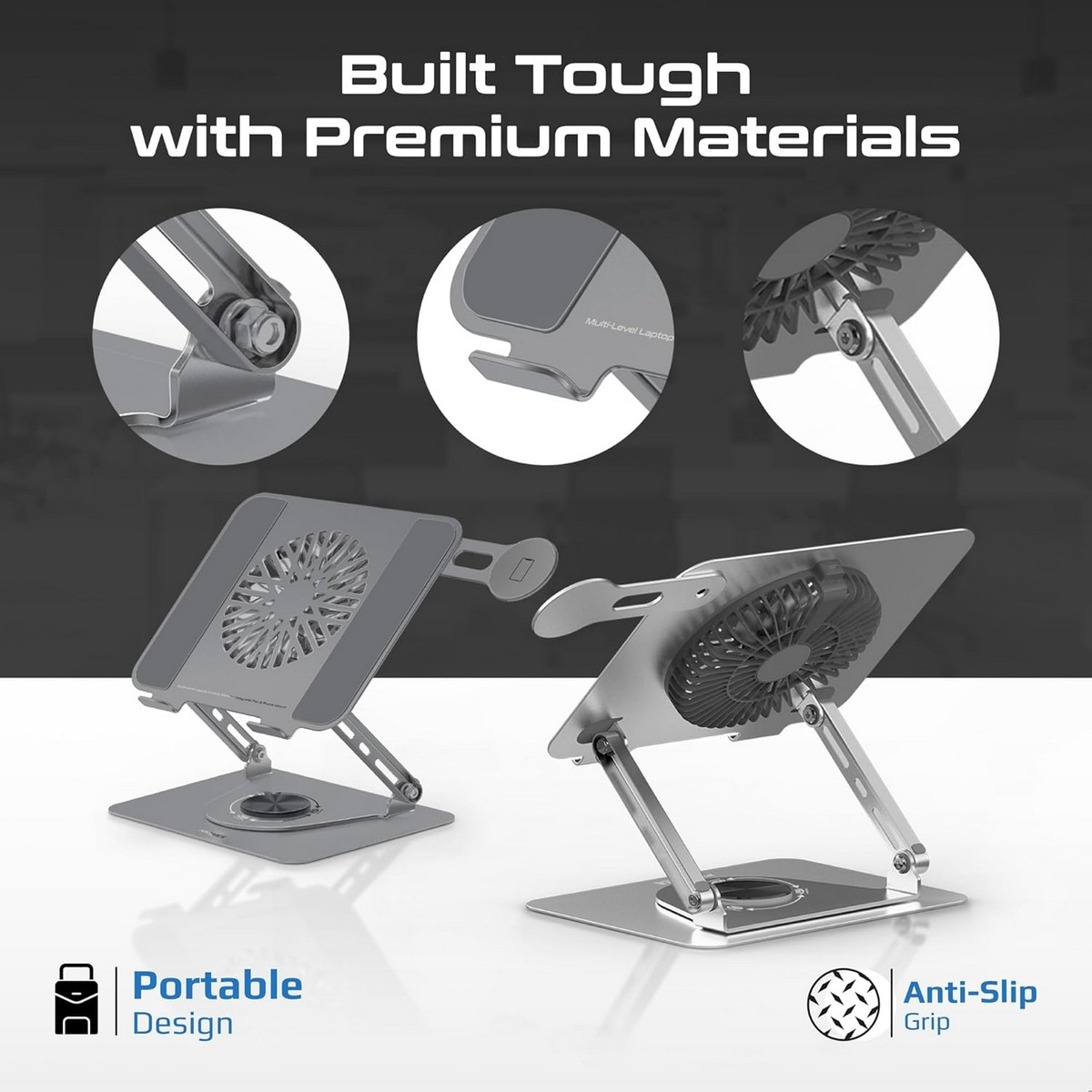 بروميت ديسك ميت-8 قاعدة تبريد لابتوب 3 في 1 مع مروحة مغناطيسية