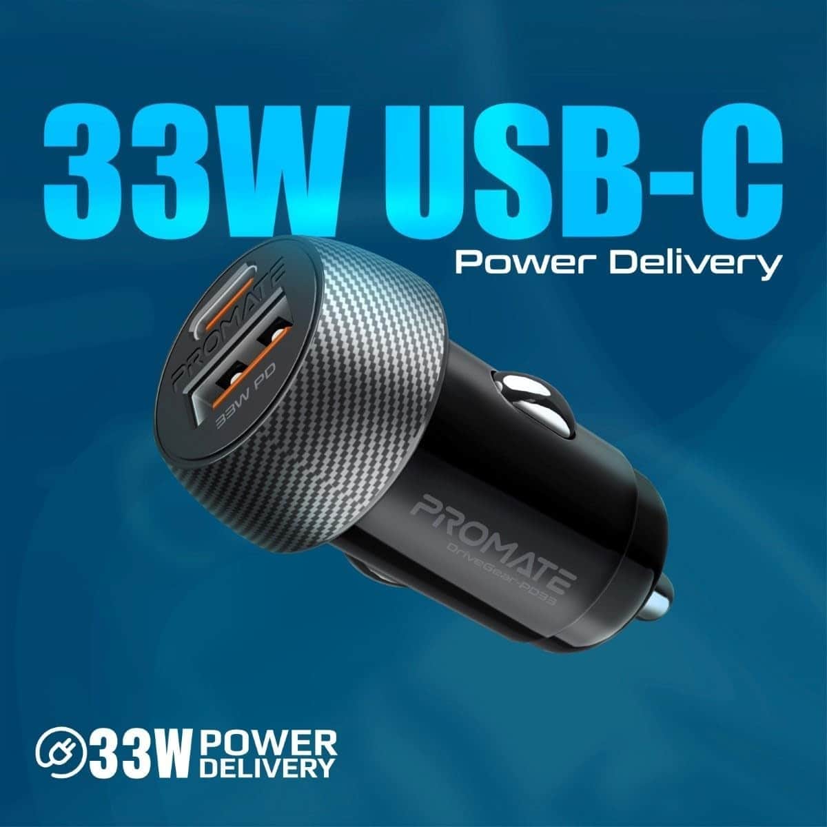 Promate DriveGear-PD33 33W USB-C Car Charger