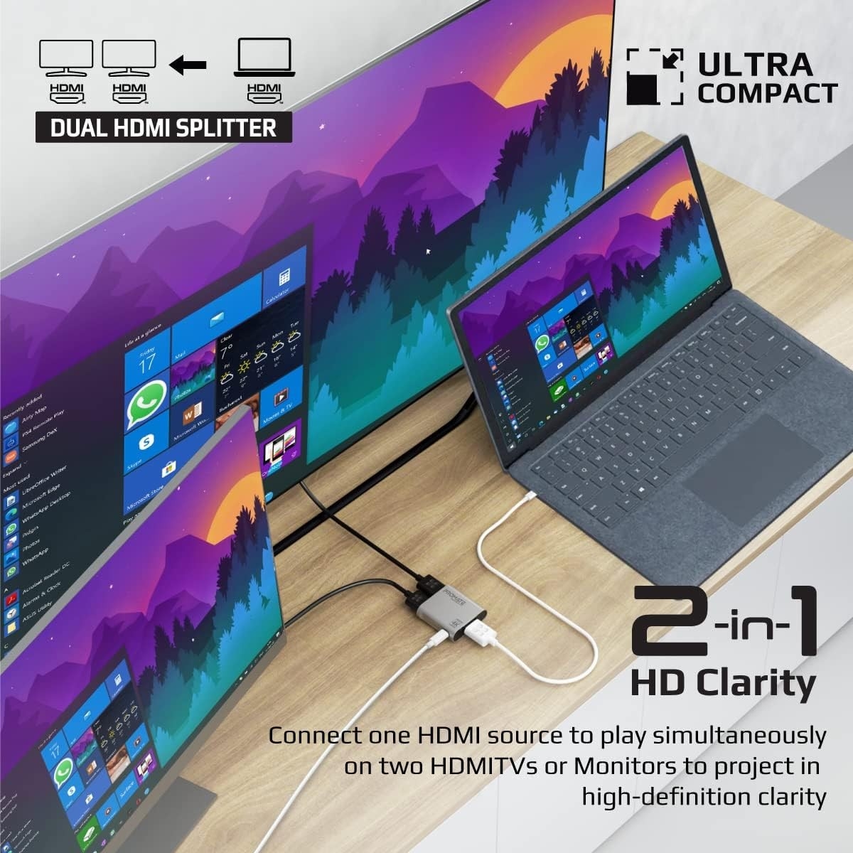 Promate Dual 4K 60Hz HDMI Splitter Adapter