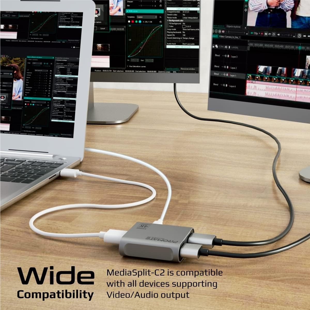 Promate Dual 4K 60Hz HDMI Splitter Adapter