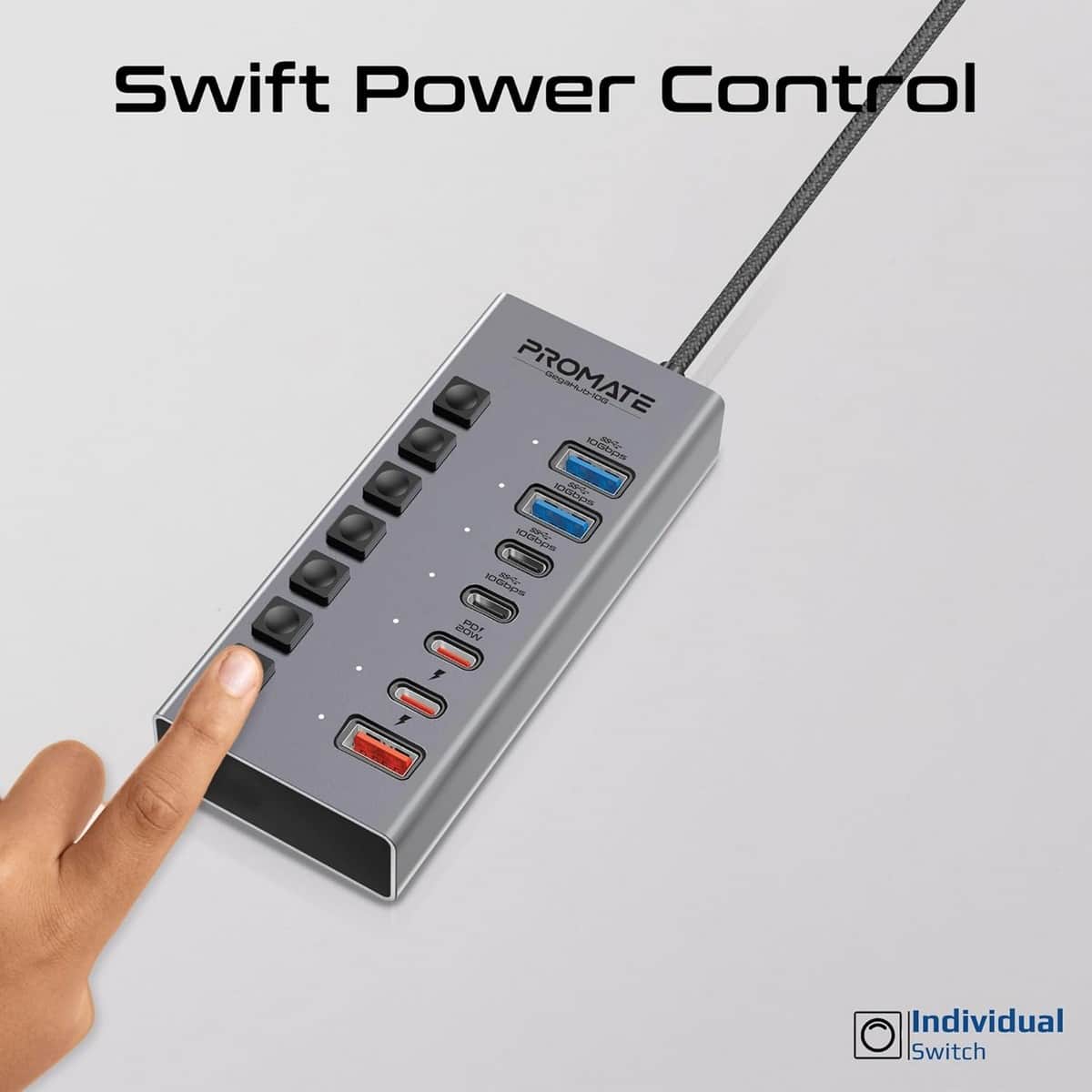 Promate GegaHub-10G 7-in-1 Multiport 10Gbps USB-C Hub