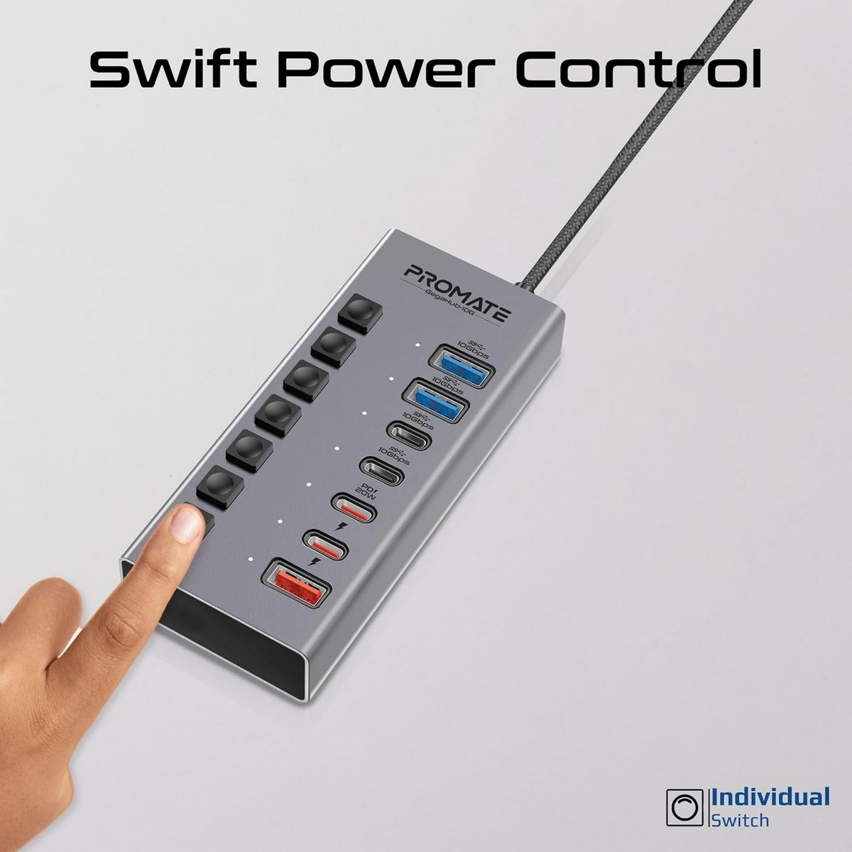 Promate GegaHub-10G 7-in-1 Multiport 10Gbps USB-C Hub