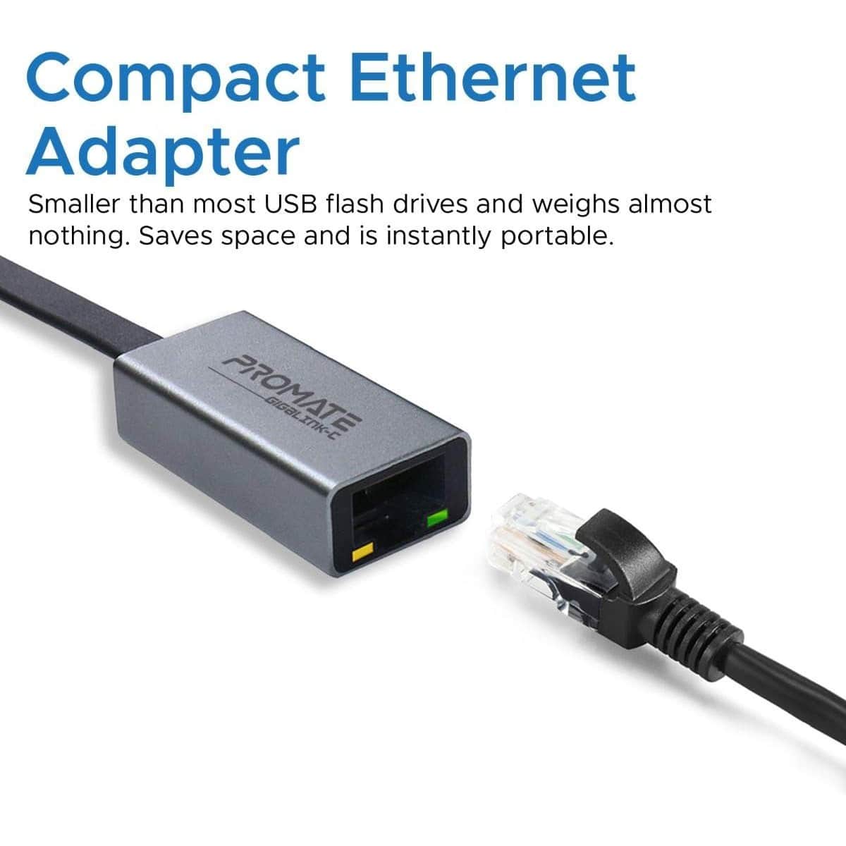 Promate GigaLink-C Grey USB-C to Gigabit Ethernet Adapter