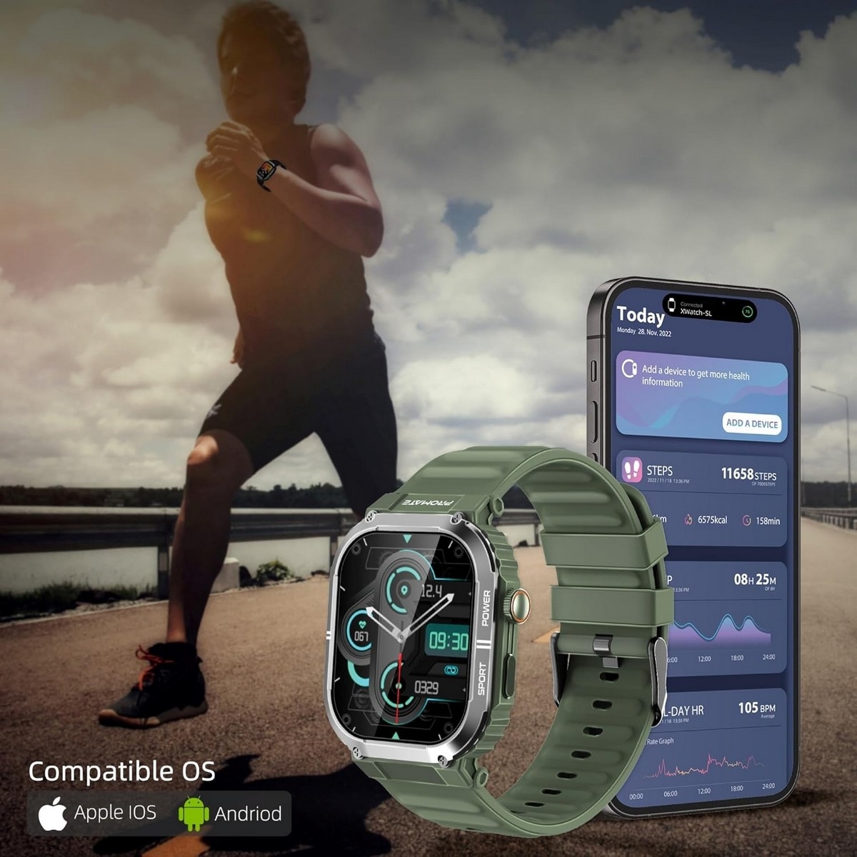 Promate Rugged Athletic Smartwatch