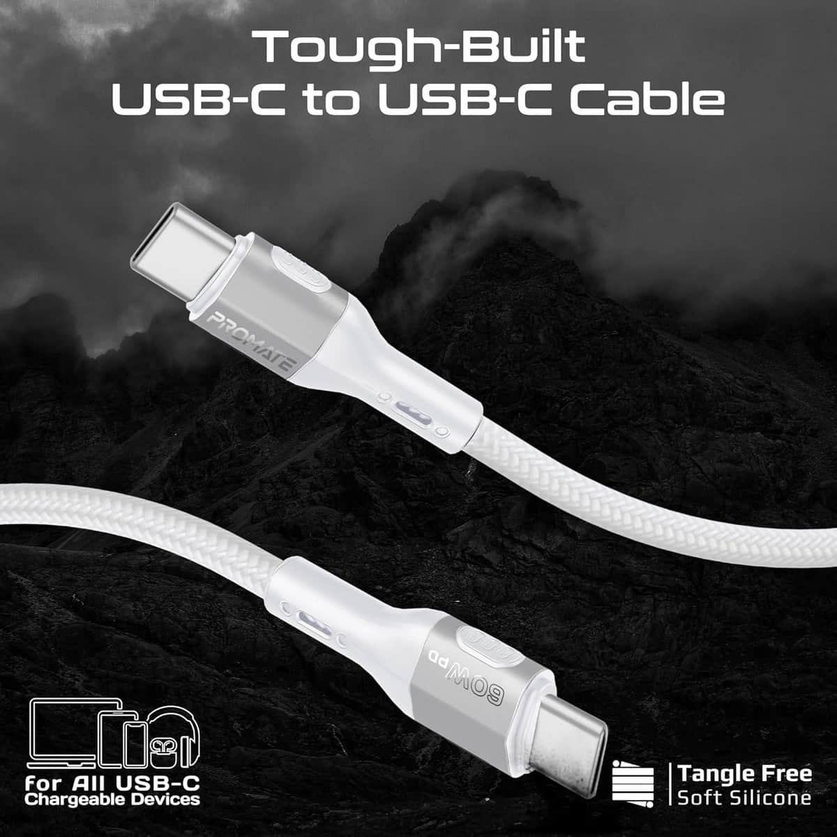 Promate 120cm 27W USB-C to Lightning Cable