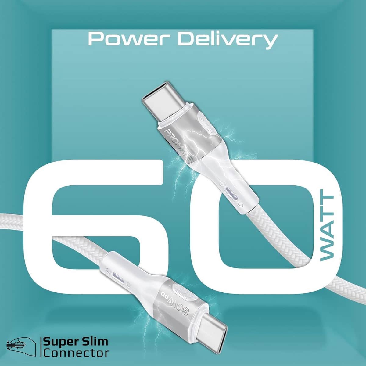Promate 120cm 27W USB-C to Lightning Cable