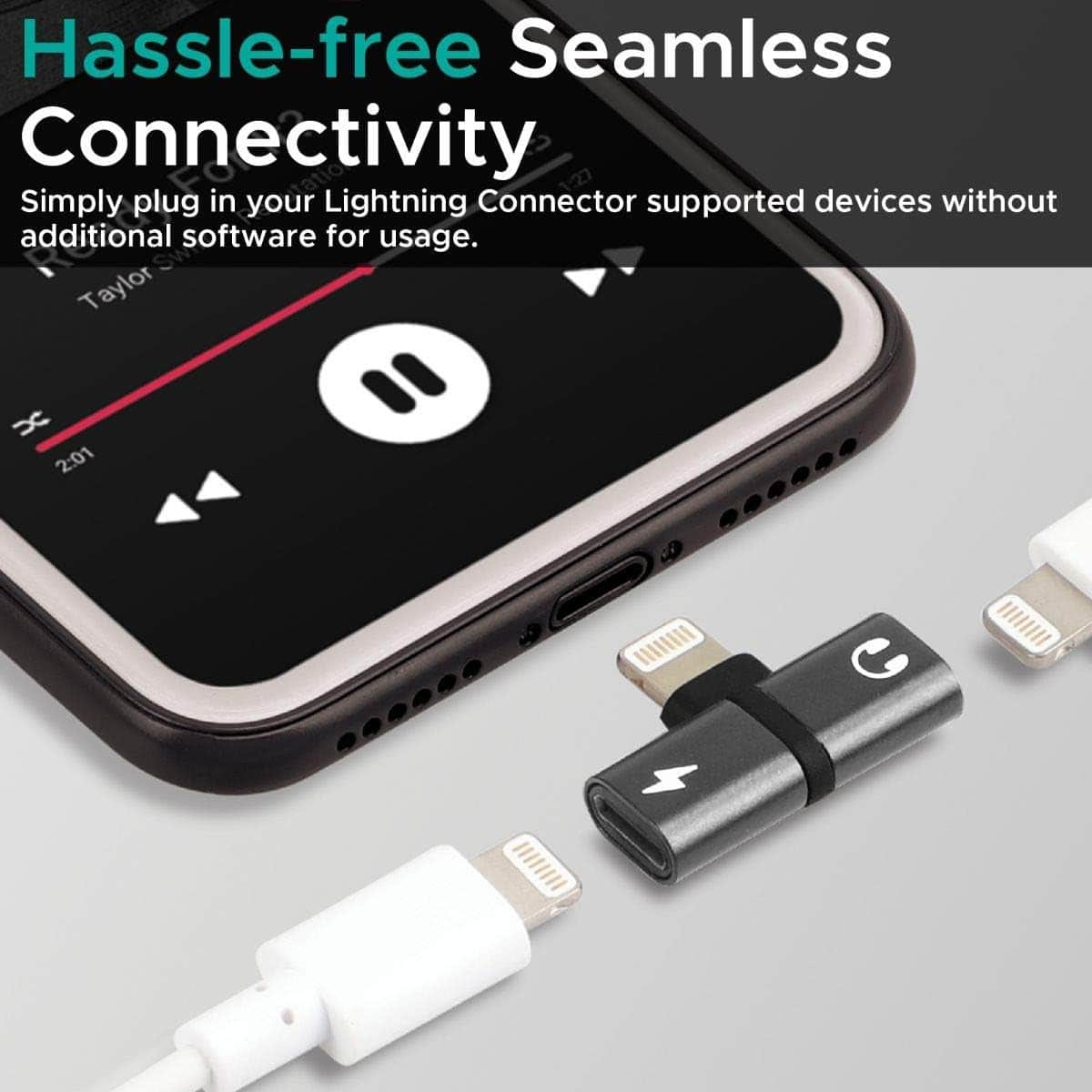 Promate 2-in-1 Lightning to Headphone Splitter Adapter