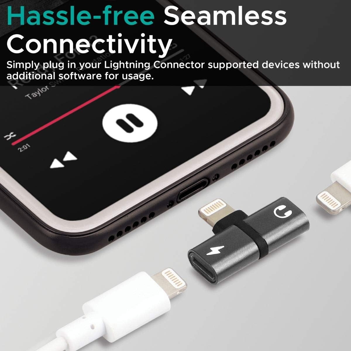 Promate 2-in-1 Lightning to Headphone Splitter Adapter