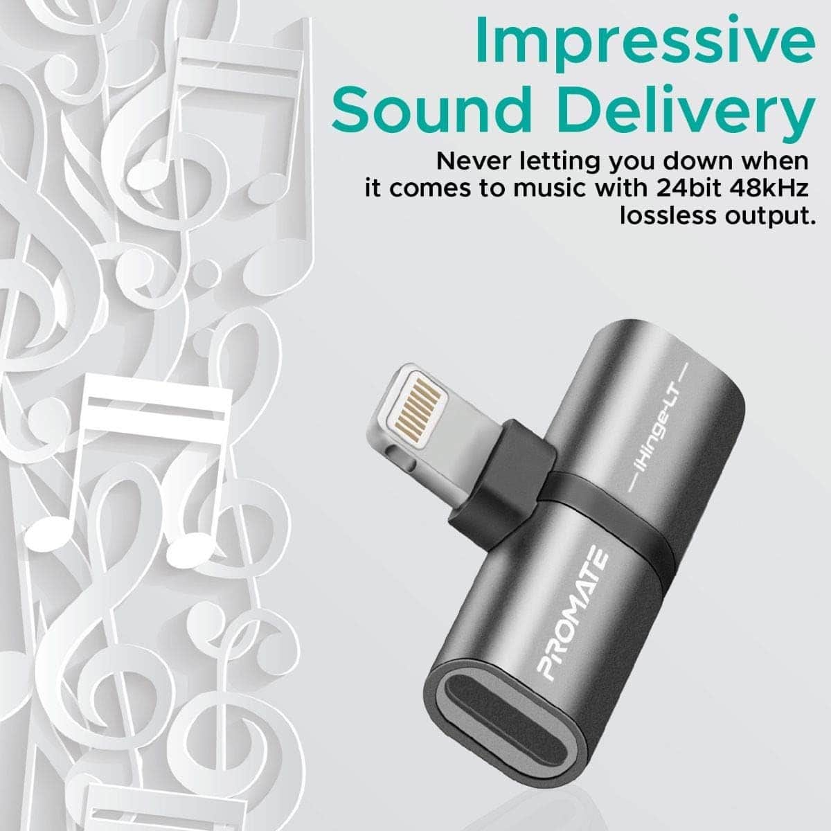 Promate 2-in-1 Lightning to Headphone Splitter Adapter