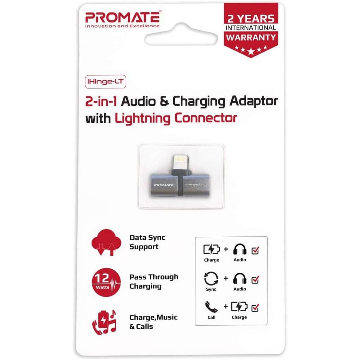Promate 2-in-1 Lightning to Headphone Splitter Adapter