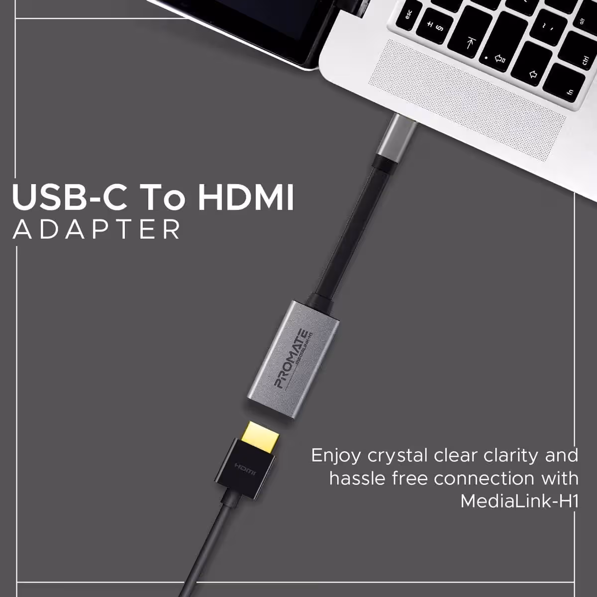 Promate Grey 4K 30Hz USB-C to HDMI Adapter
