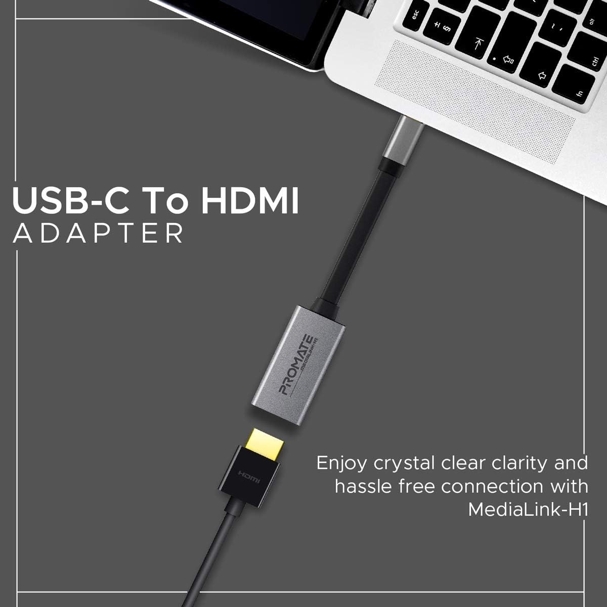 Promate Grey 4K 30Hz USB-C to HDMI Adapter