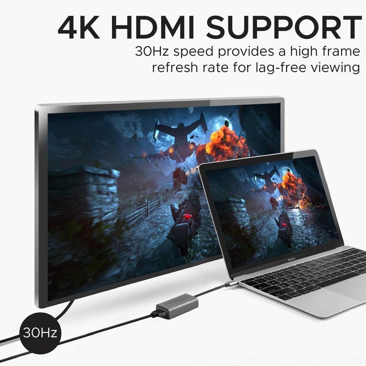 Promate Grey 4K 30Hz USB-C to HDMI Adapter