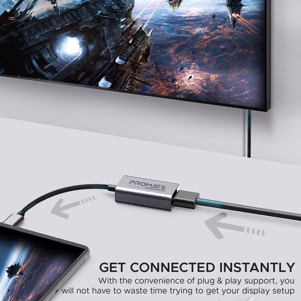 Promate Grey 4K 30Hz USB-C to HDMI Adapter