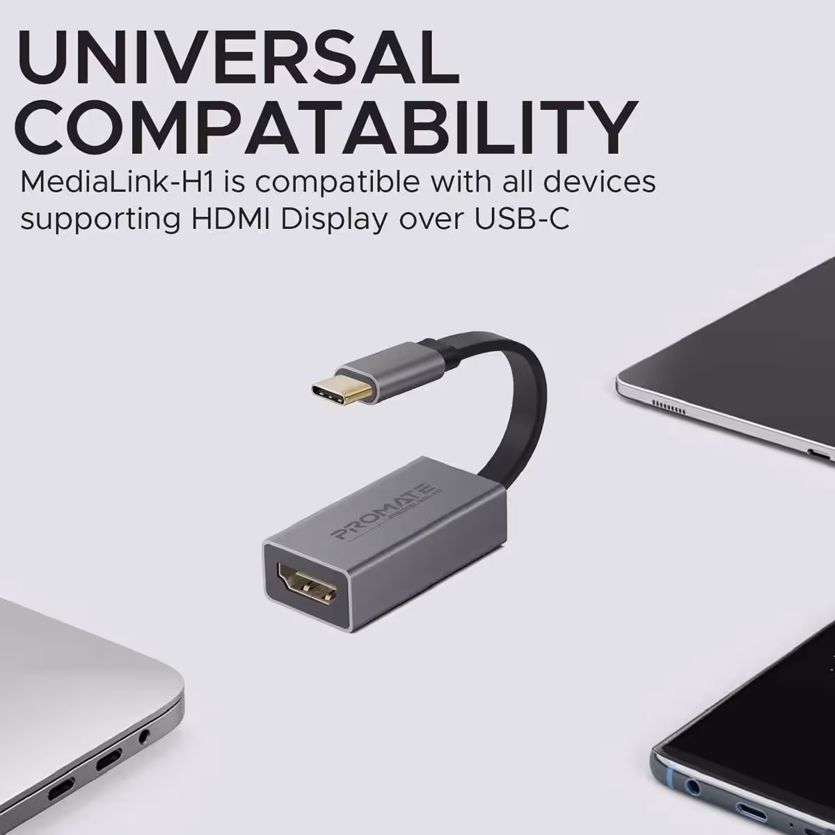 Promate Grey 4K 30Hz USB-C to HDMI Adapter