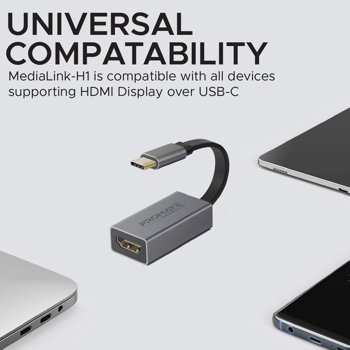 Promate Grey 4K 30Hz USB-C to HDMI Adapter