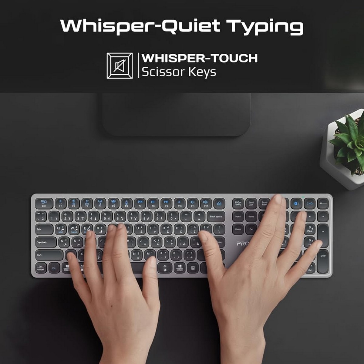 Promate Grey Bluetooth 2.4GHz Wireless Keyboard