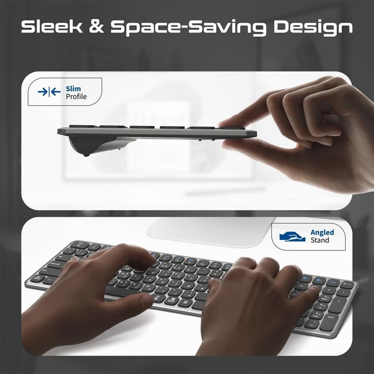 Promate Grey Bluetooth 2.4GHz Wireless Keyboard