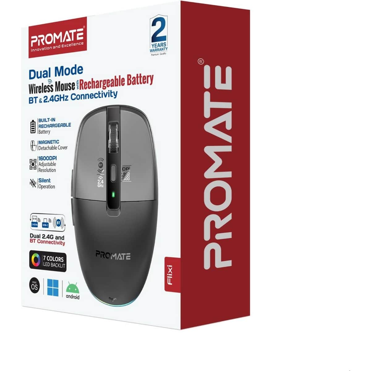 Promate Flixi Triple Mode Wireless Mouse