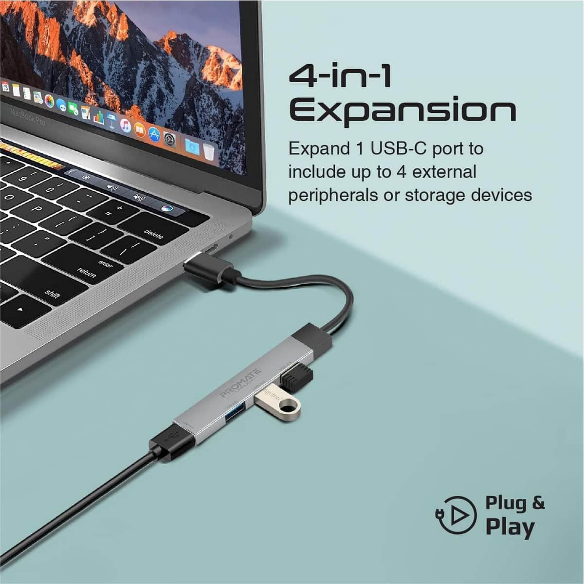 Promate LiteHub-4 4-in-1 USB-C Hub
