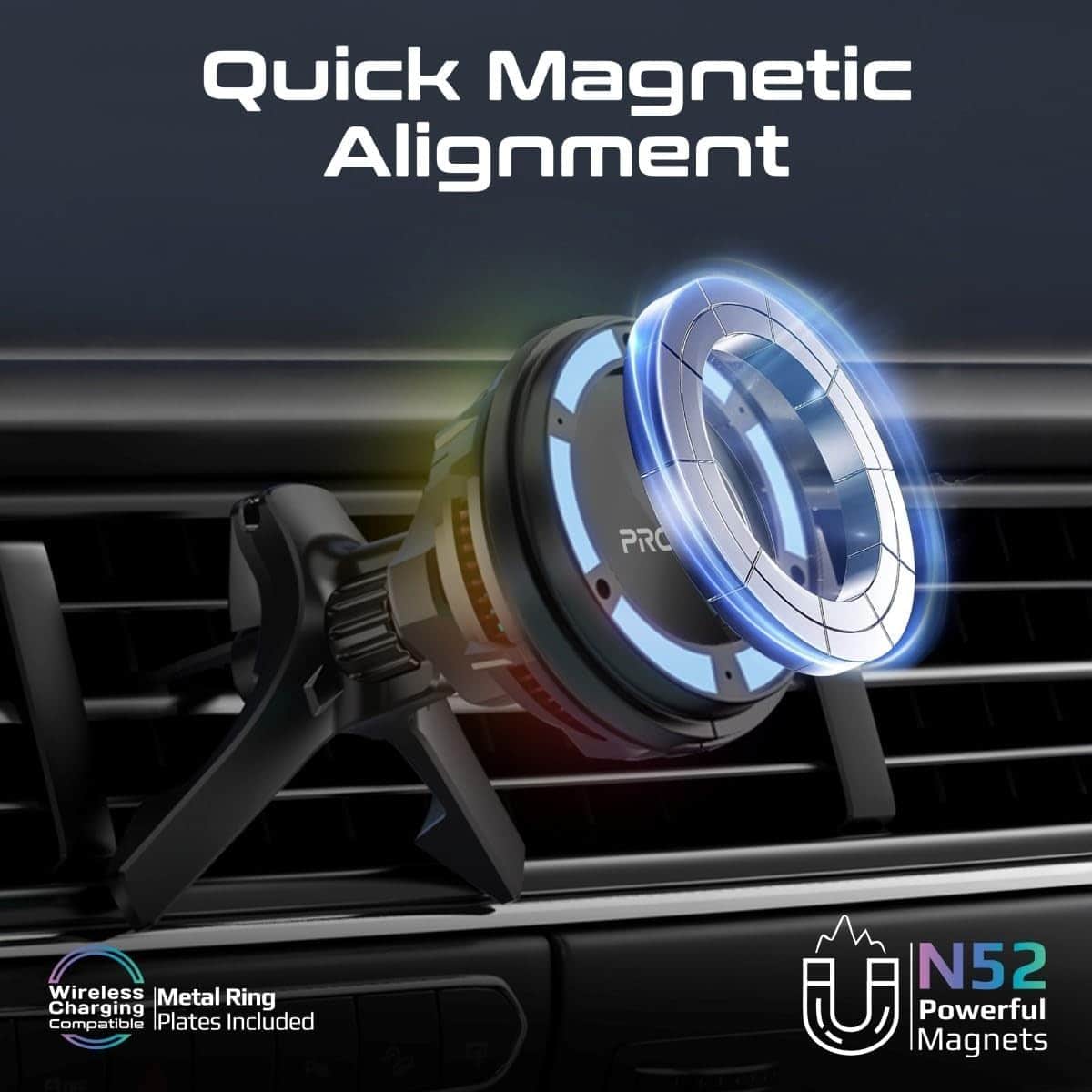 Promate MagChill-GA 15W Magnetic Wireless Car Charger