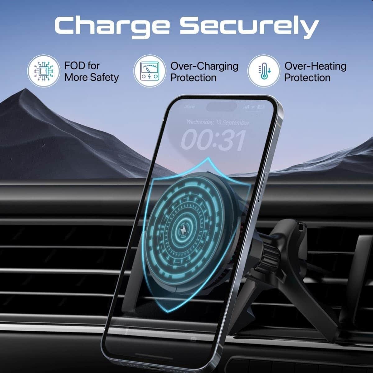 Promate MagChill-GA 15W Magnetic Wireless Car Charger